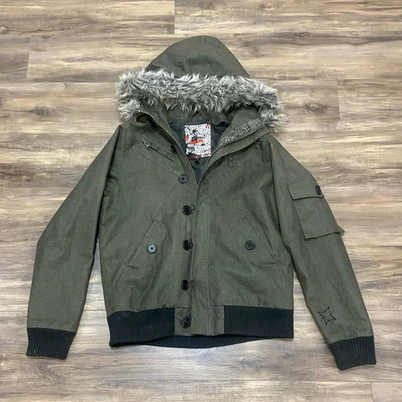 Nikita Dark Green Jacket with Faux Fur Hood - Picture 1 of 11